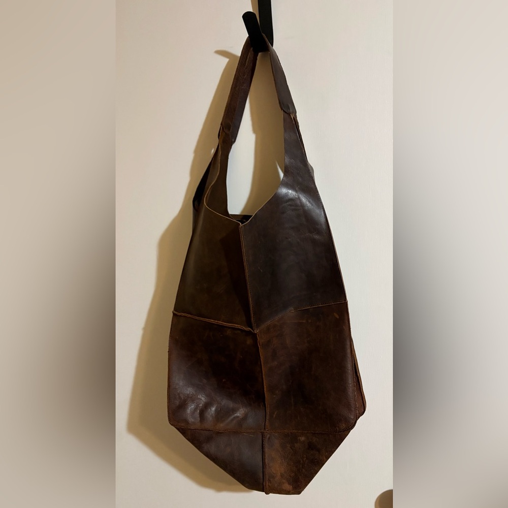 Large Leather Patchwork Boho Style Bag - image 1